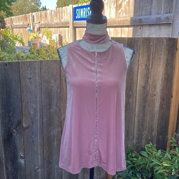 Elie Tahari Murray Velvet Choker Neck Tank Dark Lily Size XS - Picture 1 of 7